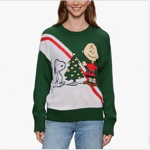 NWT Peanuts by Sanctuary Women's Holiday Sweater GREEN - size L